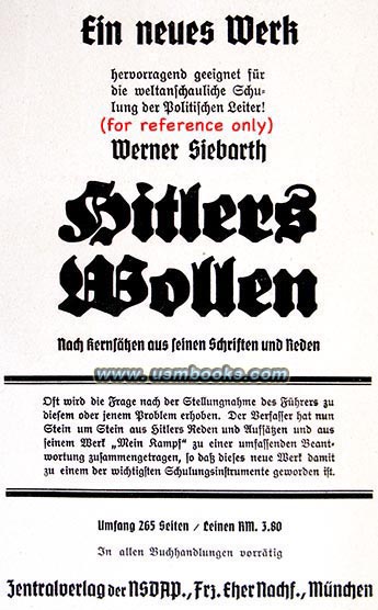 Unswer Wille und Weg propaganda magazines 1935 Nazi book advertising