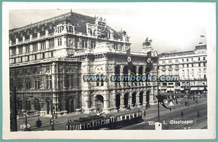 Wien Staatsoper mit Hakenkreuzfahnen AK