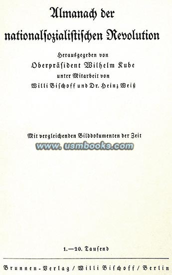 Almanach der nationalsozialistischen Revolution, Brunnen-Verlag Willi Bischoff Berlin, 1934