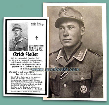 Gebirjsjäger Erich Keller death notice