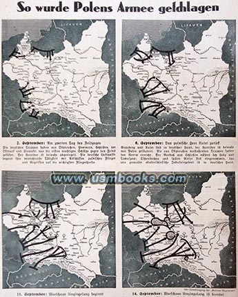 Nazi maps on USMBOOKS Nazi Wehrmacht advance in Poland, Nazi battle maps 1939