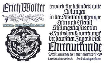 graphic design for Nazi winner certificates