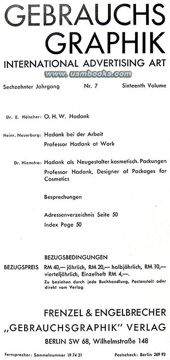 July 1939 edition of Gebrauchsgraphik International Advertising Art magazine