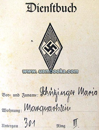 HJ service record Maria Schtzinger, Marquartstein