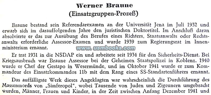 SS-Standartenführer Werner Braune, massacre at Simferopol