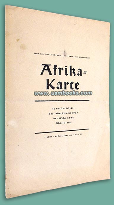 1941 Afrika-Karte, nur für Dienstgebrauch