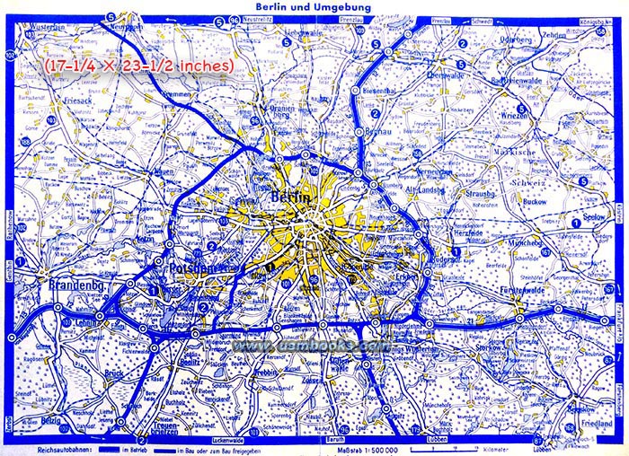 Nazi map of Berlin and the surrounding area, Zossen, Oranienburg, Schorfheide, Furstenwalde