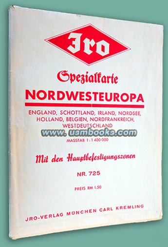 Spezialkarte Nordwesteuropa JRO-Verlag München Carl Kremling, JRO-Spezialkarte Nordwesteuropa : England, Schottland, Irland, Nordsee, Holland, Belgien, Nordfrankreich, Westdeutschland mit den Hauptbefestigungszonen