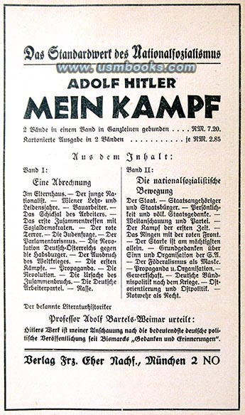 Mein Kampf, Adolf Hitler invoice for order of Mein Kampf books by Adolf Hitler