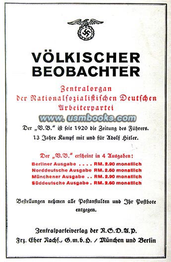 Nazi Party newspaper Voelkischer Beobachter