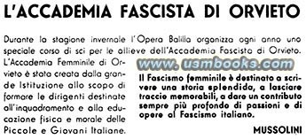Benito Mussolini, L’Accademia Fascista di Orvieto