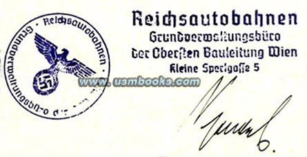 Reichsautobahnen Grundverwaltungsbüro Oberste Bauleitung Wien