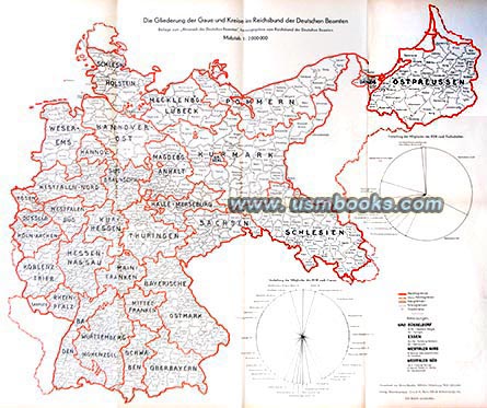 RDB map Nazi Germany RDB Gliederungen 3. Reich Deutschland