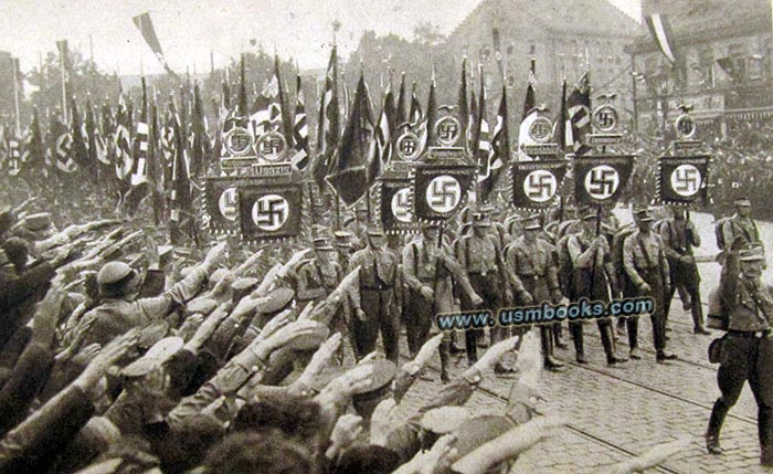 Nazi parade, swastika flags