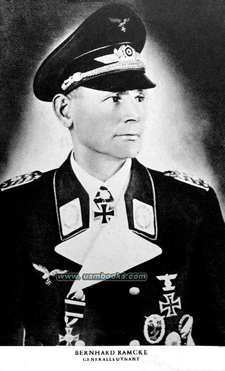 studio portrait of Generalleutnant Bernhard Ramcke wearing his Knight's Cross of the Iron Cross with Oak Leaves