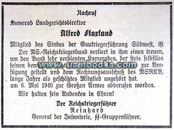 Reichskriegerführer SS-Gruppenführer Reinhard