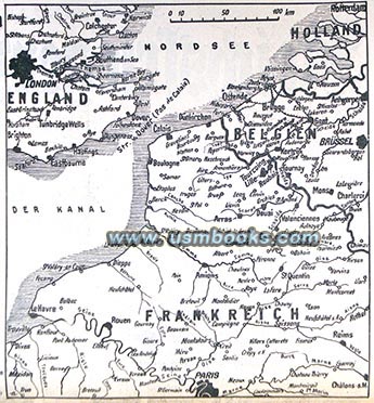 Nazi maps for sale on USMBOOKS WW2 map France, Belgium, English Channel