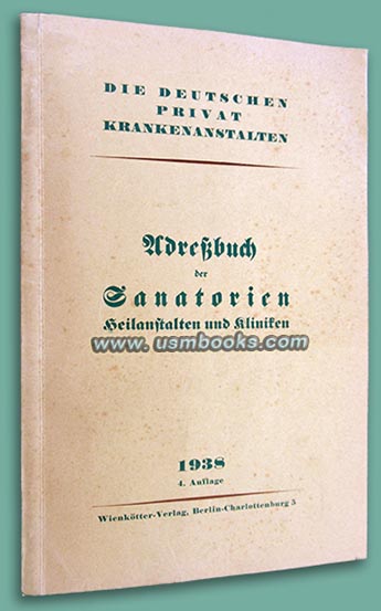 1938 Adressbuch der Sanatorien, Heilanstalten und Kliniken