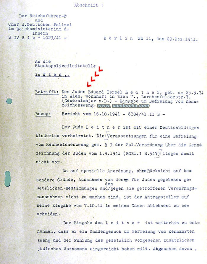 Befreiung vom Kennzeichenzwang Eduard Israel Leitner