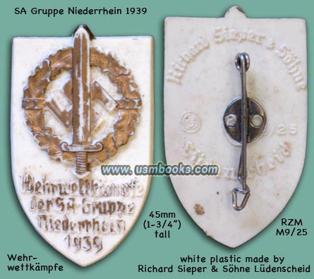 Day Badge for SA Competition Group Niederrhein 1939