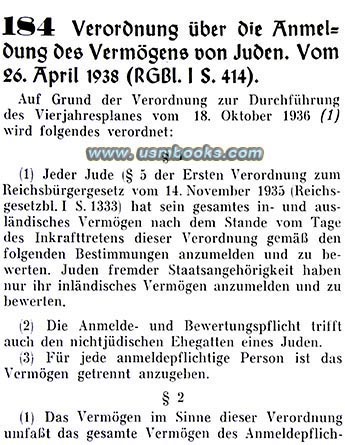 1938 Anmeldung des Vermögens von Juden