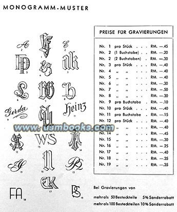 Wenz monogram engracing options