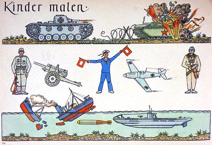Nazi tank, Luftwaffe plane, Wehrmacht soldier, U-Boot
